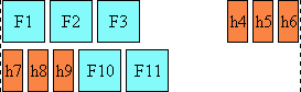 inter-word ジャスティフィケーションのキャラクタ割り付けを示した図